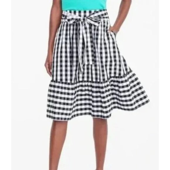 J. CREW FACTORY tie waist skirt in black & white gingham size 2 - Picture 1 of 7